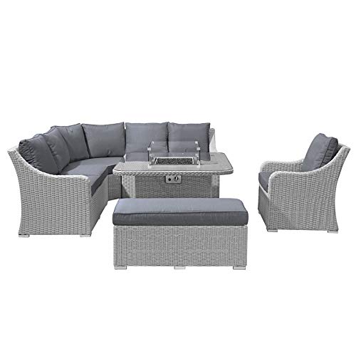 Harper Casual Dining Corner Sofa Set with Fire Pit Table