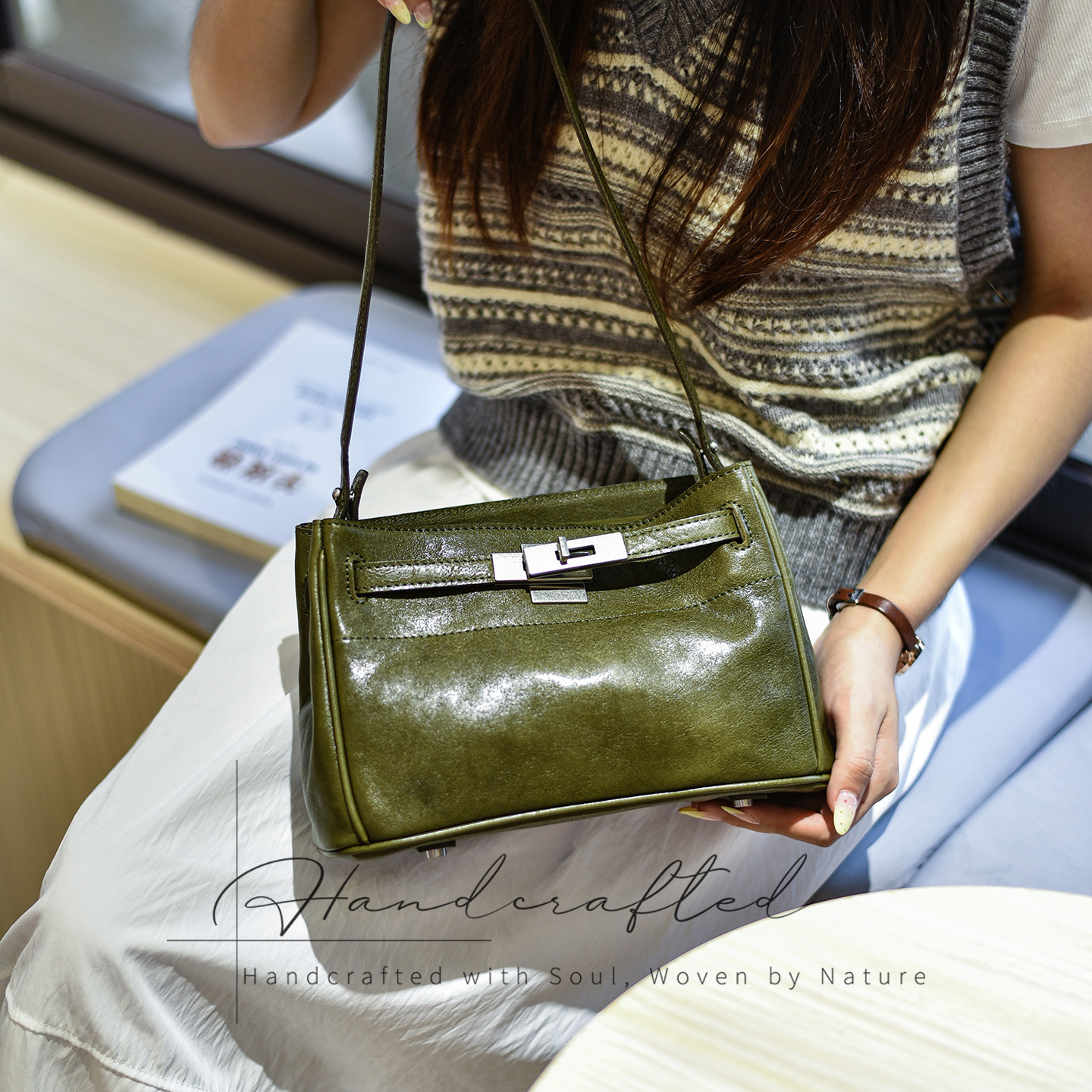 Vintage Waxed Leather Shoulder Bag