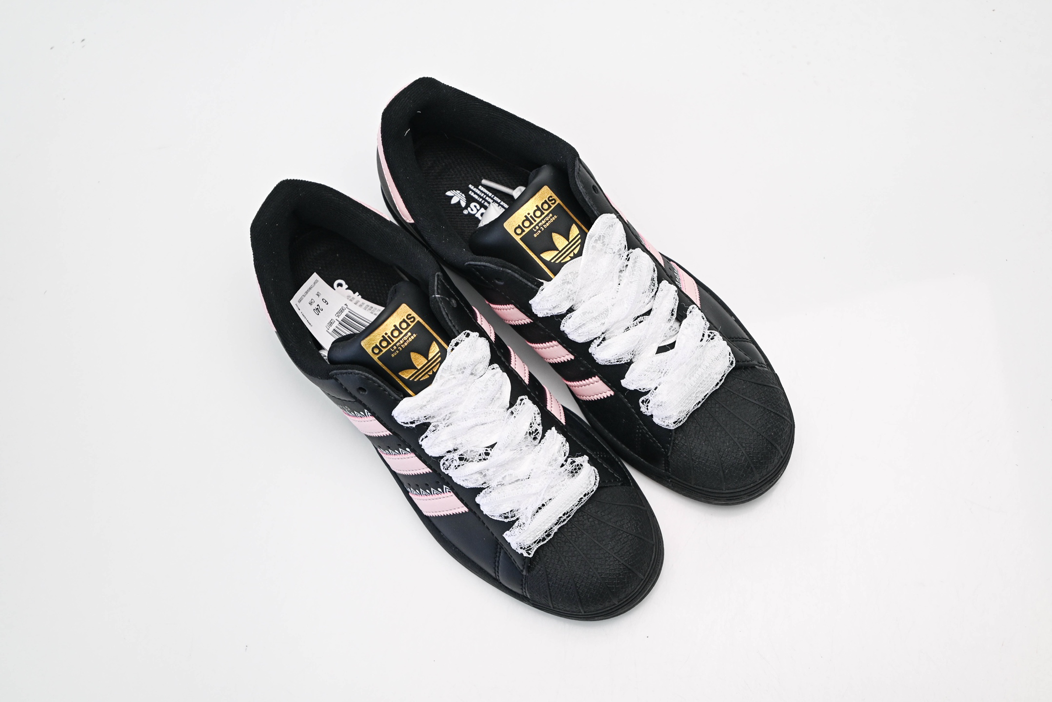 Custom adidas Originals Superstar Black & Pink Sweet Gothic Sneakers