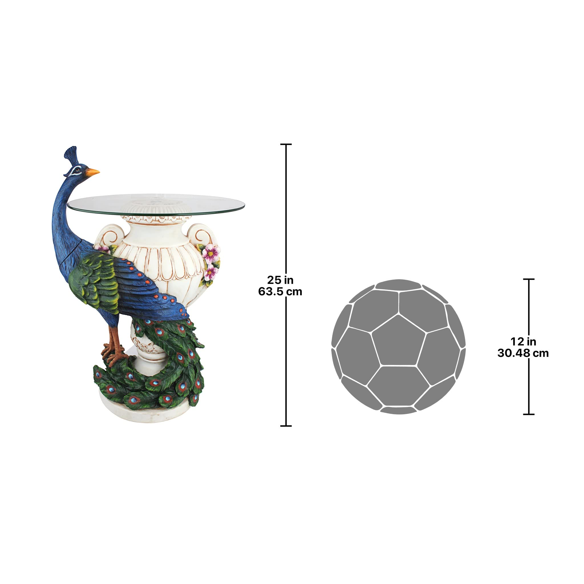 Staverden Castle Peacock Glass Topped Side Table