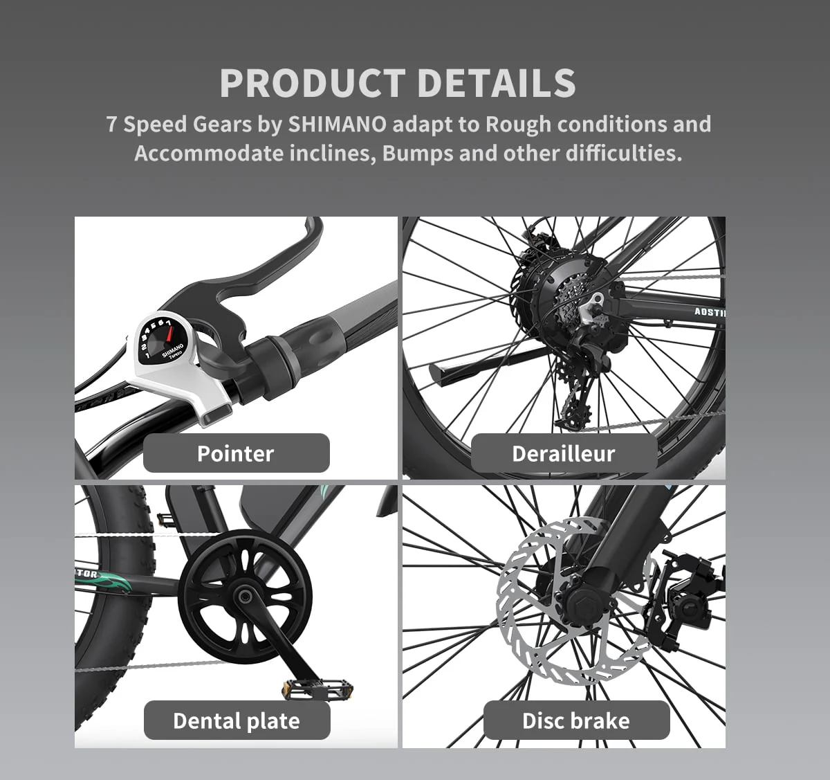 Aostirmotor 26in Fat Tire Electric Mountain Bike, 500W, 36V 13Ah