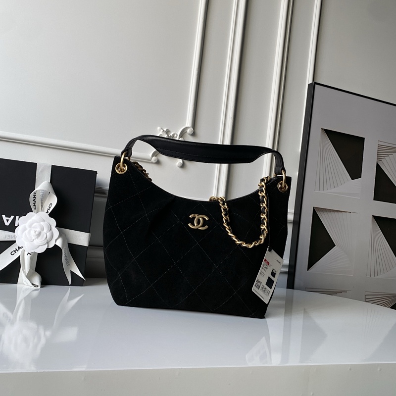 Chanel Suede Hobo Bag Black