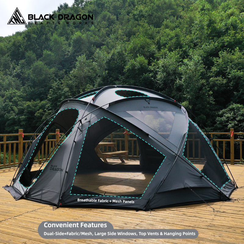 BLACK DRAGON S450 Cotton Canvas Tent Spherical Dome, Large Space, Windproof and Rainproof