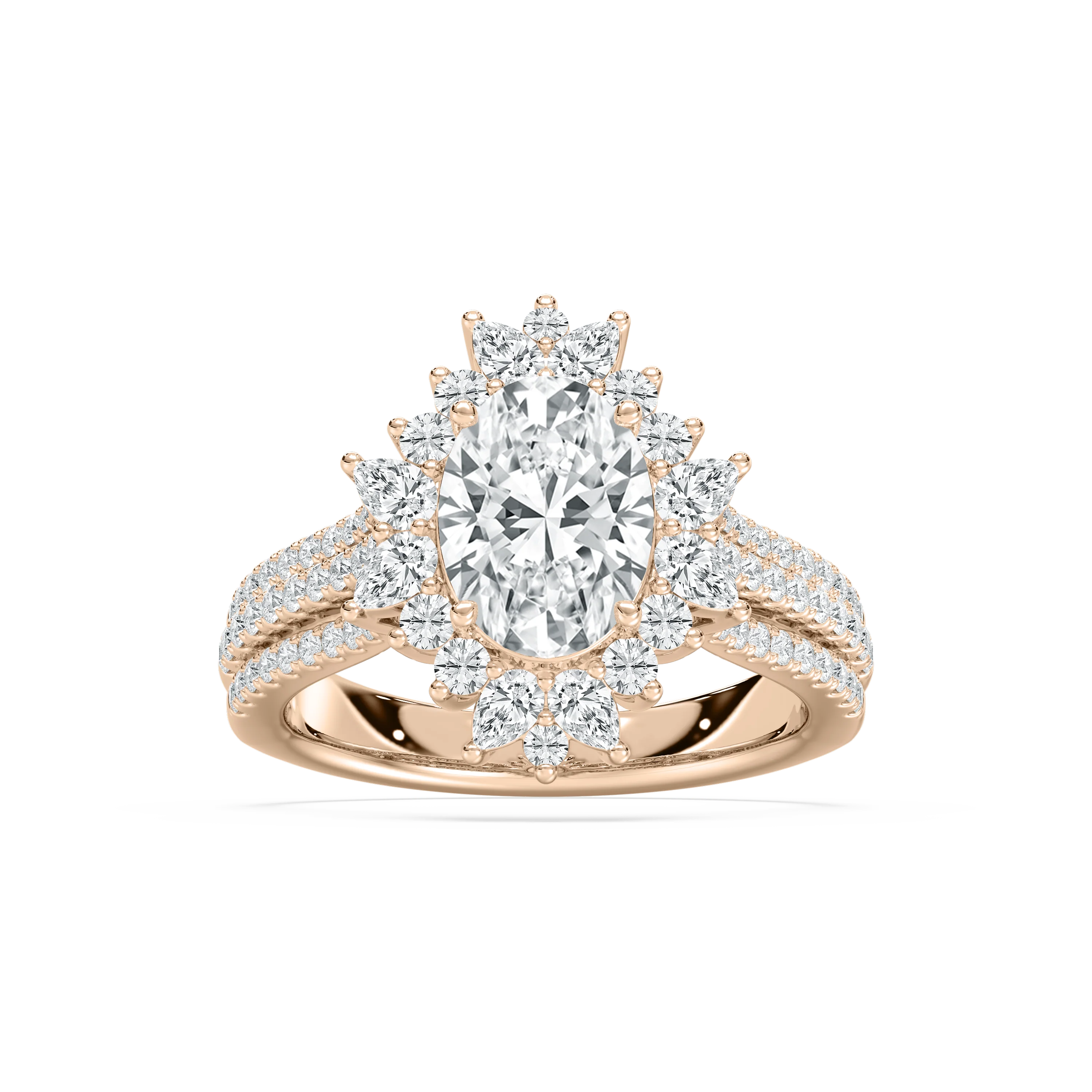Evie 3 ctw Oval Lab Grown Diamond Three Row Halo Engagement Ring