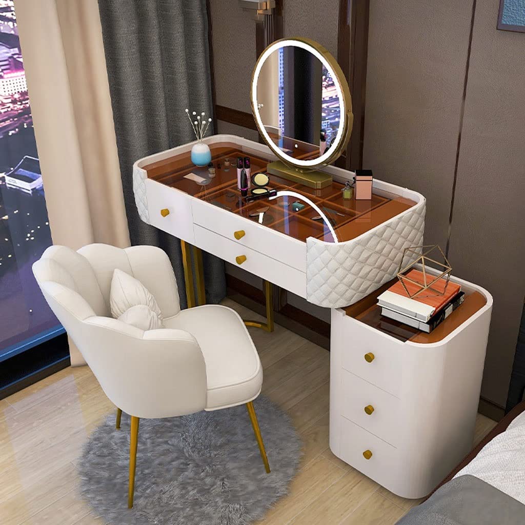 Bedroom Table Dresser Modern Glass Vanity Table with Storage