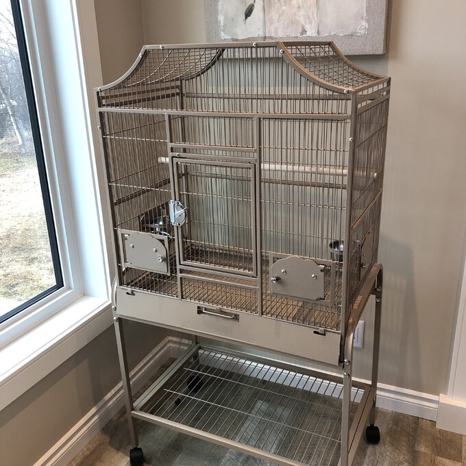Elinor 55'' Iron Victorian Top Floor Bird Cage with Wheels