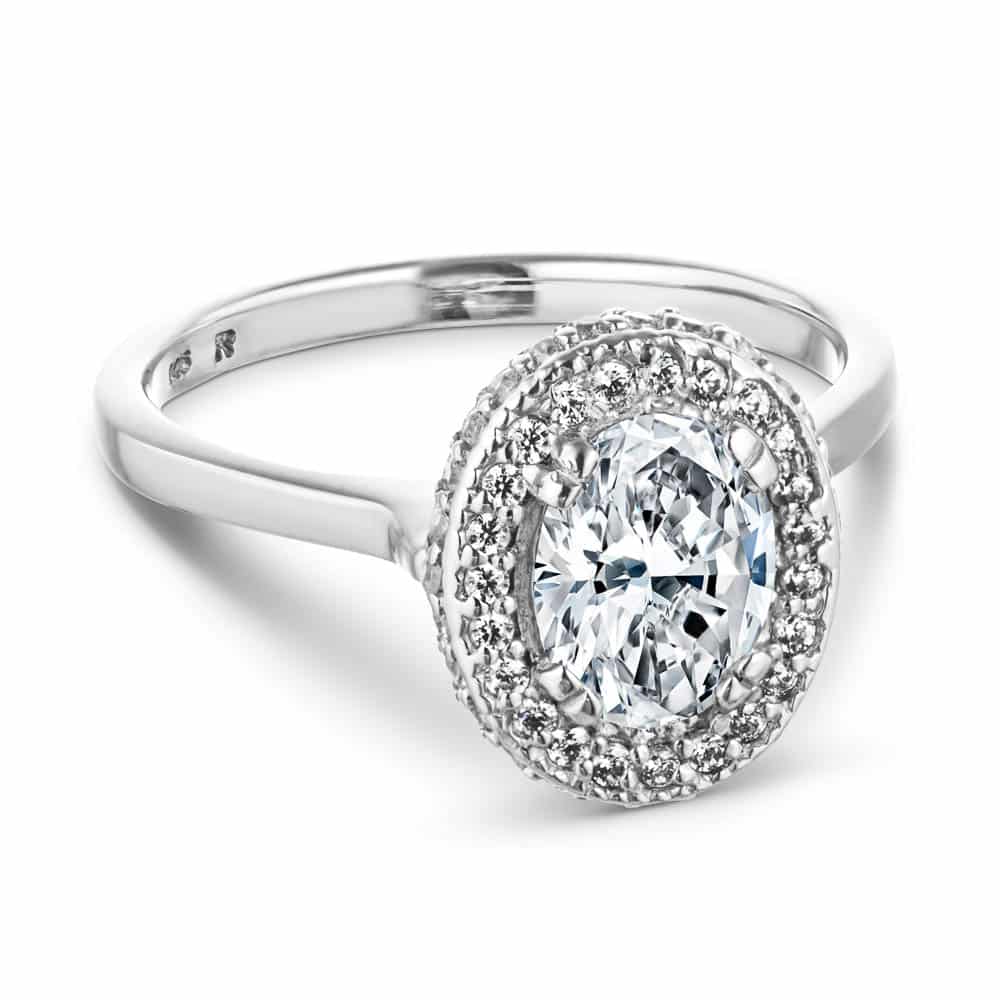 Venise Oval Lab Grown Diamond Milgrain Vintage Halo Engagement Ring