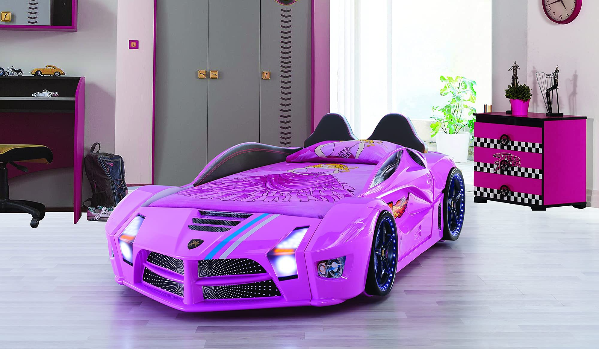 Racing Car Bed for Kids - Kids Car Bed with Led Lights