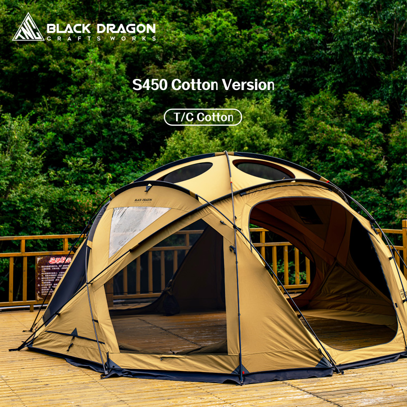 BLACK DRAGON S450 Cotton Canvas Tent Spherical Dome, Large Space, Windproof and Rainproof