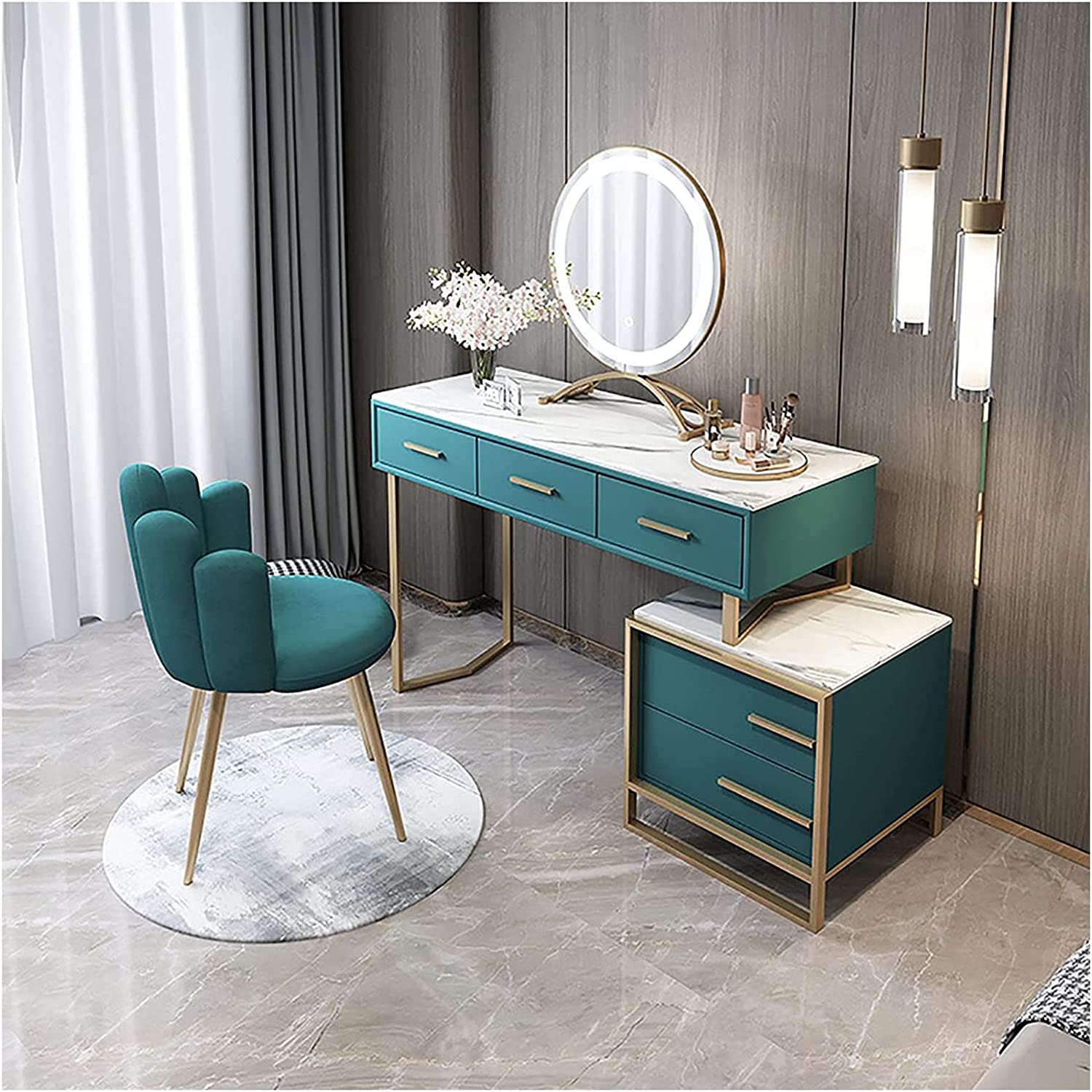 Makeup Table with Marble Textured