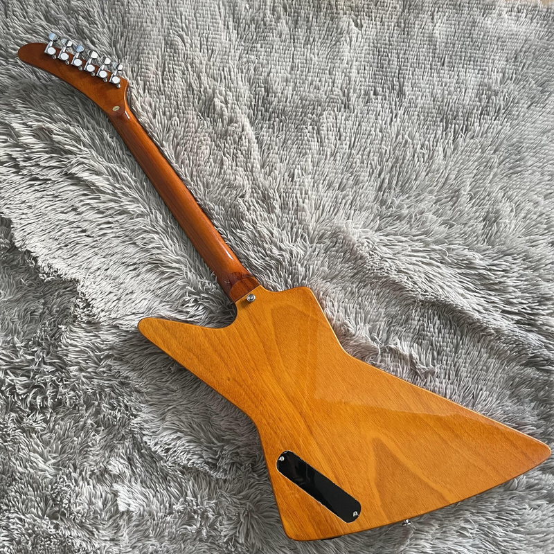 Factory Yellow Explorer Electric Guitar Right-Handed Solid Body Fixed Bridge Top