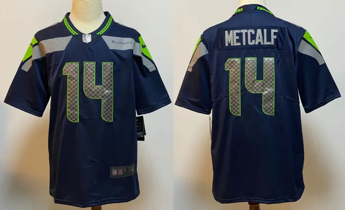 Seattle Seahawks Game Jersey Blue NO.14 METCALF