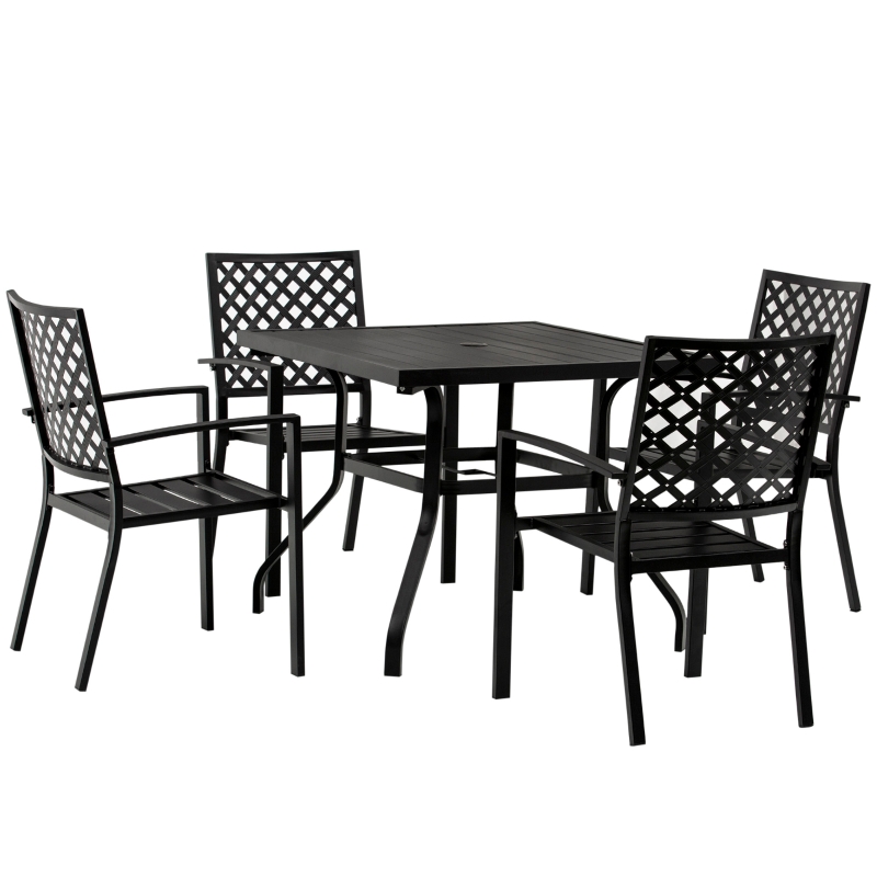5 PCs Patio Dinning with Table Modern Stylish Chair Metal Frame