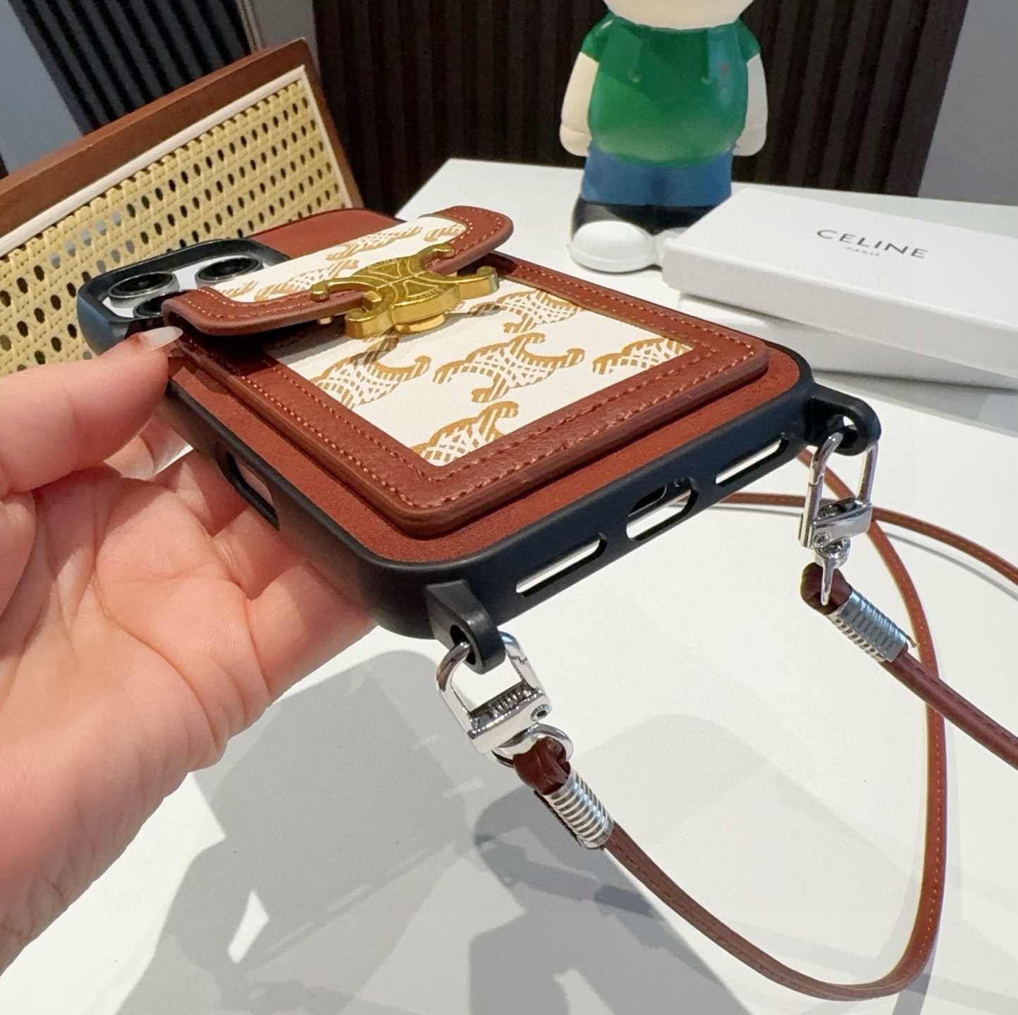 Celine Triomphe Monogram Card Holder Crossbody Phone Case