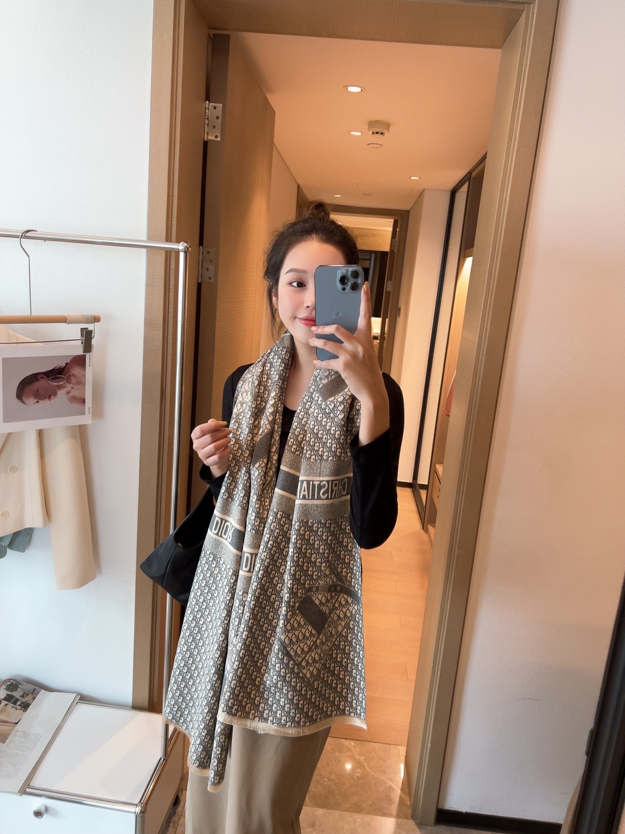 Dior Oblique Scarf Grey and Pink Design B product images