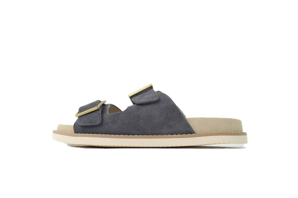Brunello Cucinelli Suede Slide Sandals Grey