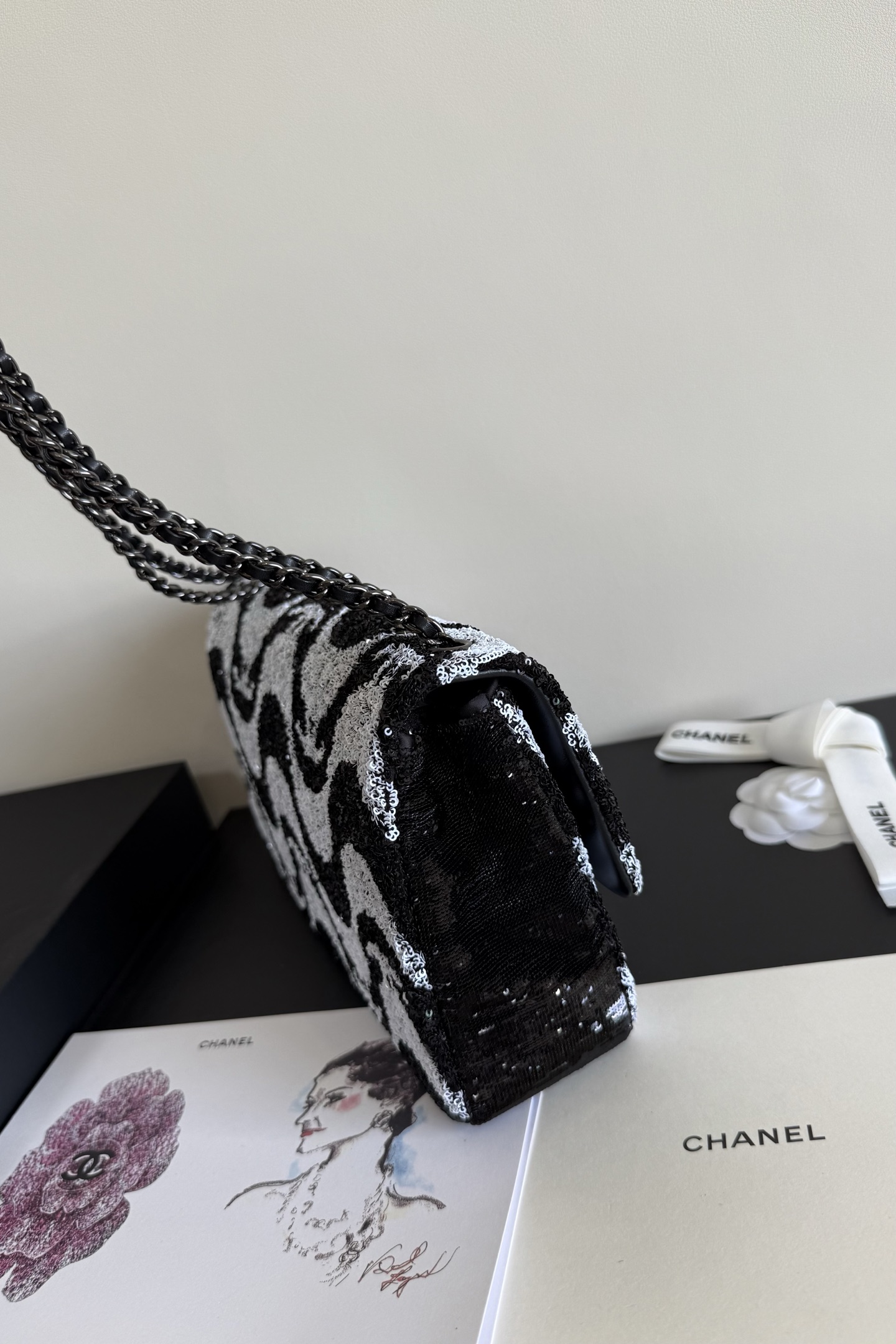 Chanel Flap Bag, Sequins & Ruthenium‑Finish Metal (Top-tier version)