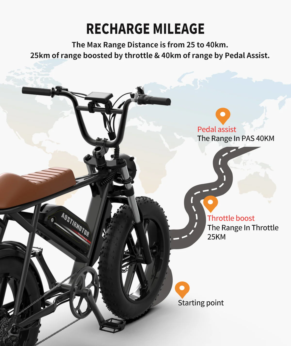 Aostirmotor 20in Fat Tire Electric Bike, 750W, 48V 12.5Ah