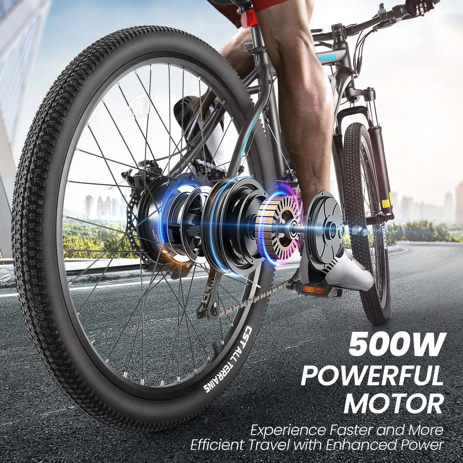 Funcid 27.5in Electric Mountain Bike, 500W, 21-Speed