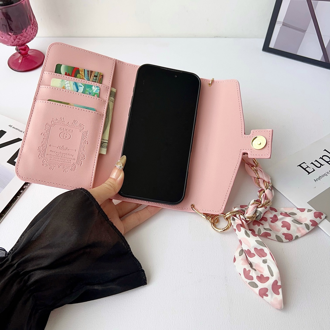 Gucci GG Monogram Embossed Envelope Crossbody Wallet Phone Bag