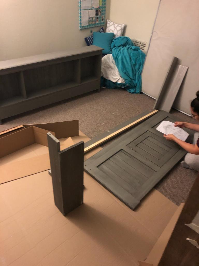 Charcoal Full Bookcase Bed with 12 Drawers