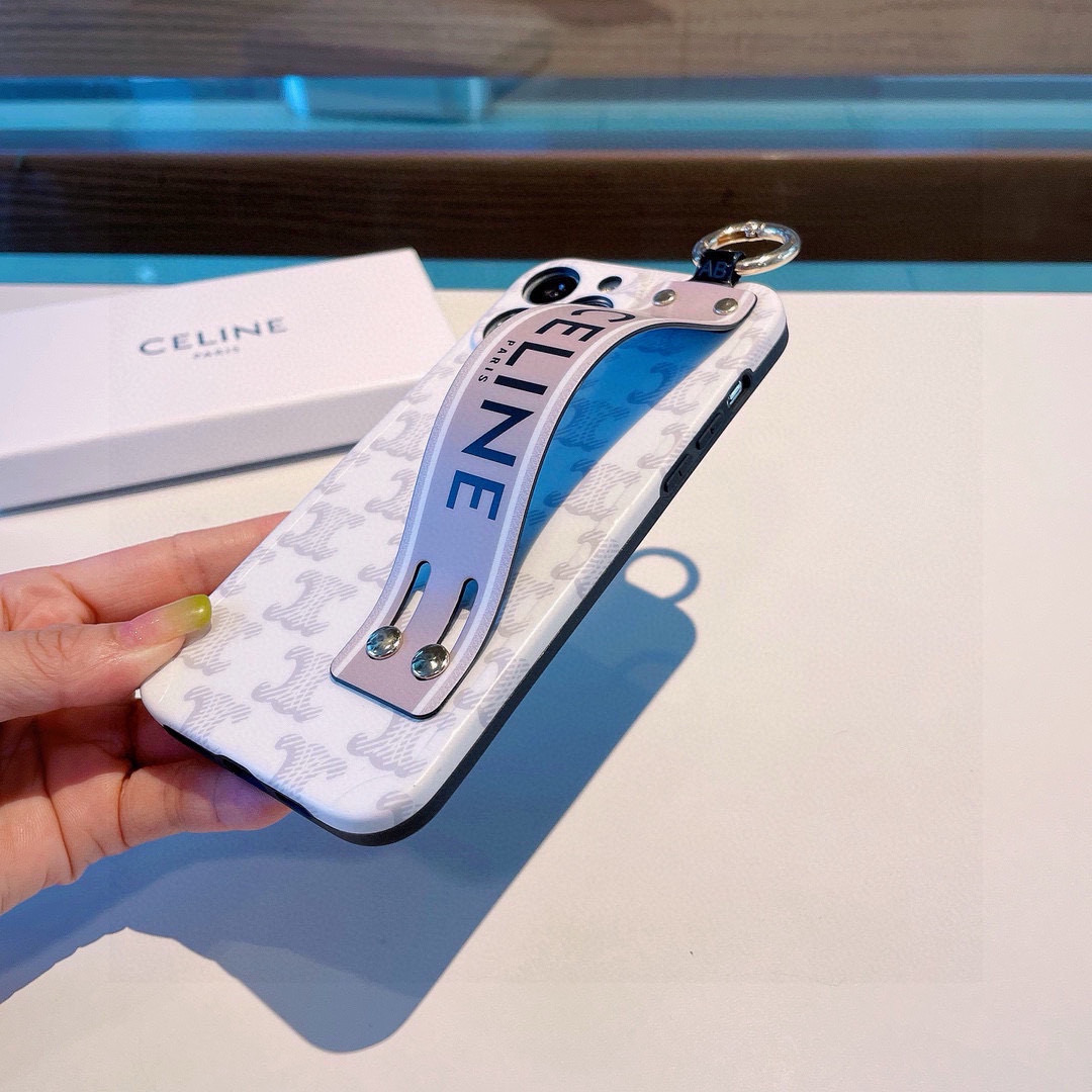 Celine Triomphe Monogram Wrist Strap Luxury Phone Case