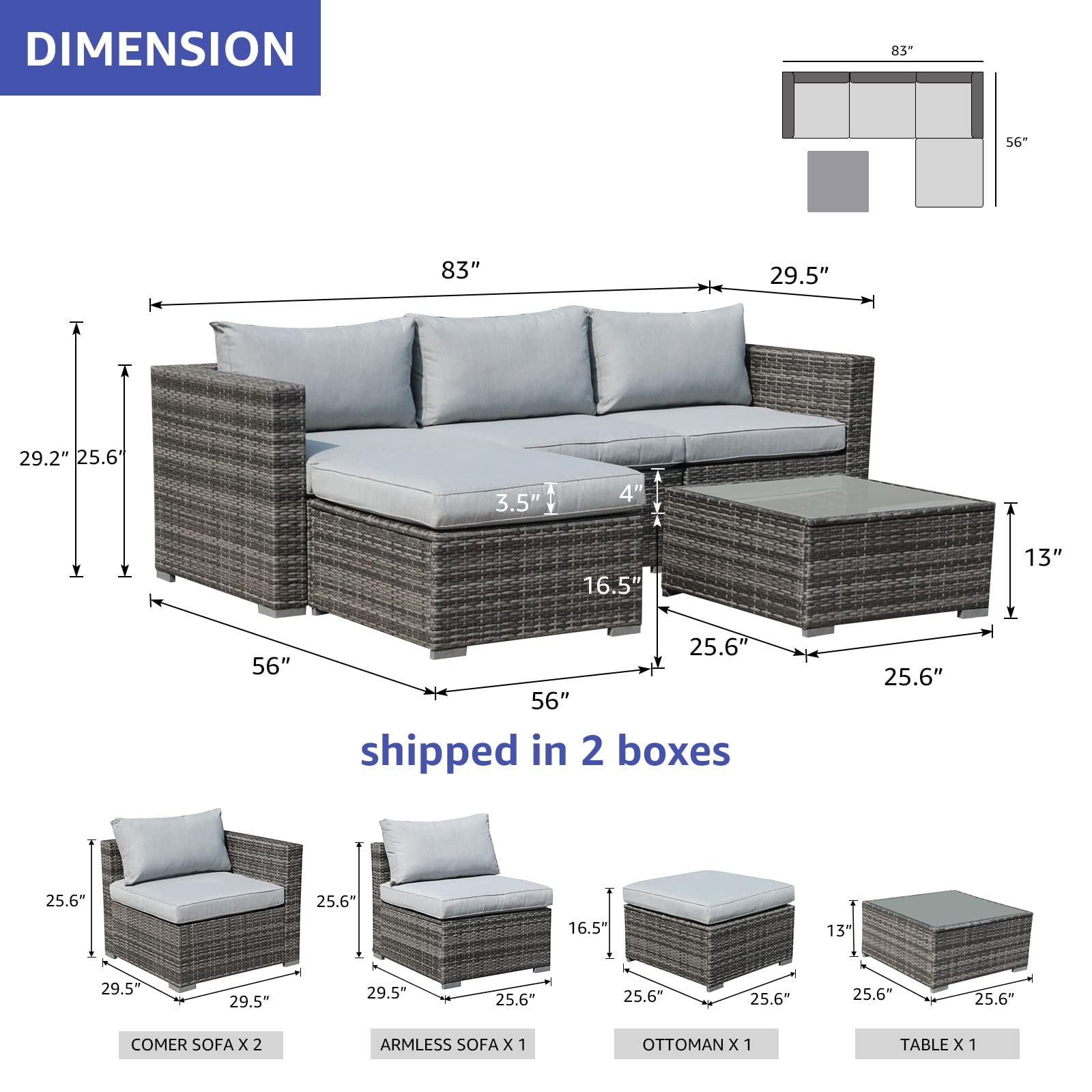 7 Pcs Patio Furniture Set
