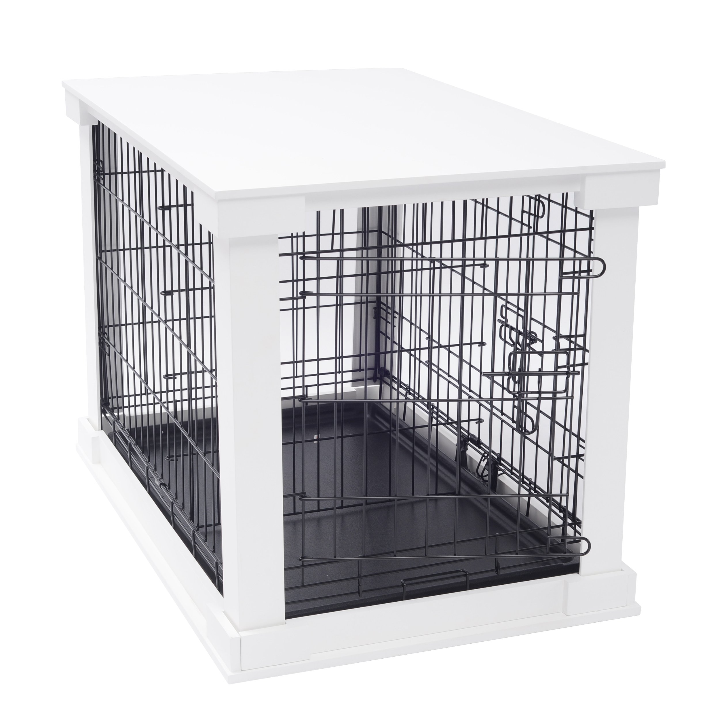 White Dog Cage with Crate Cover