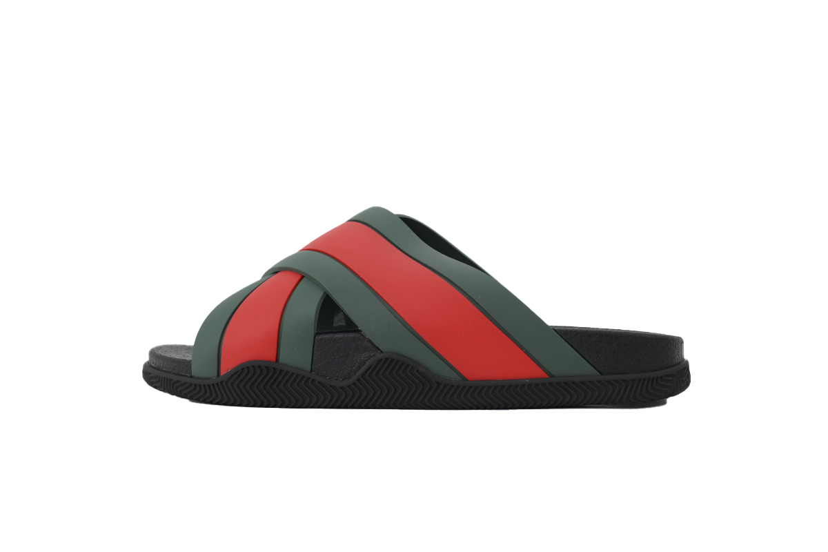 GUCCI Rubber Slide Sandal Red Green