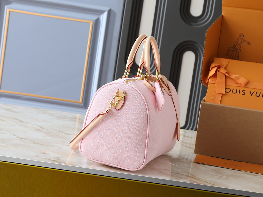 Louis Vuitton Speedy30 Bandoulière Monogram Jacquard Denim Pink