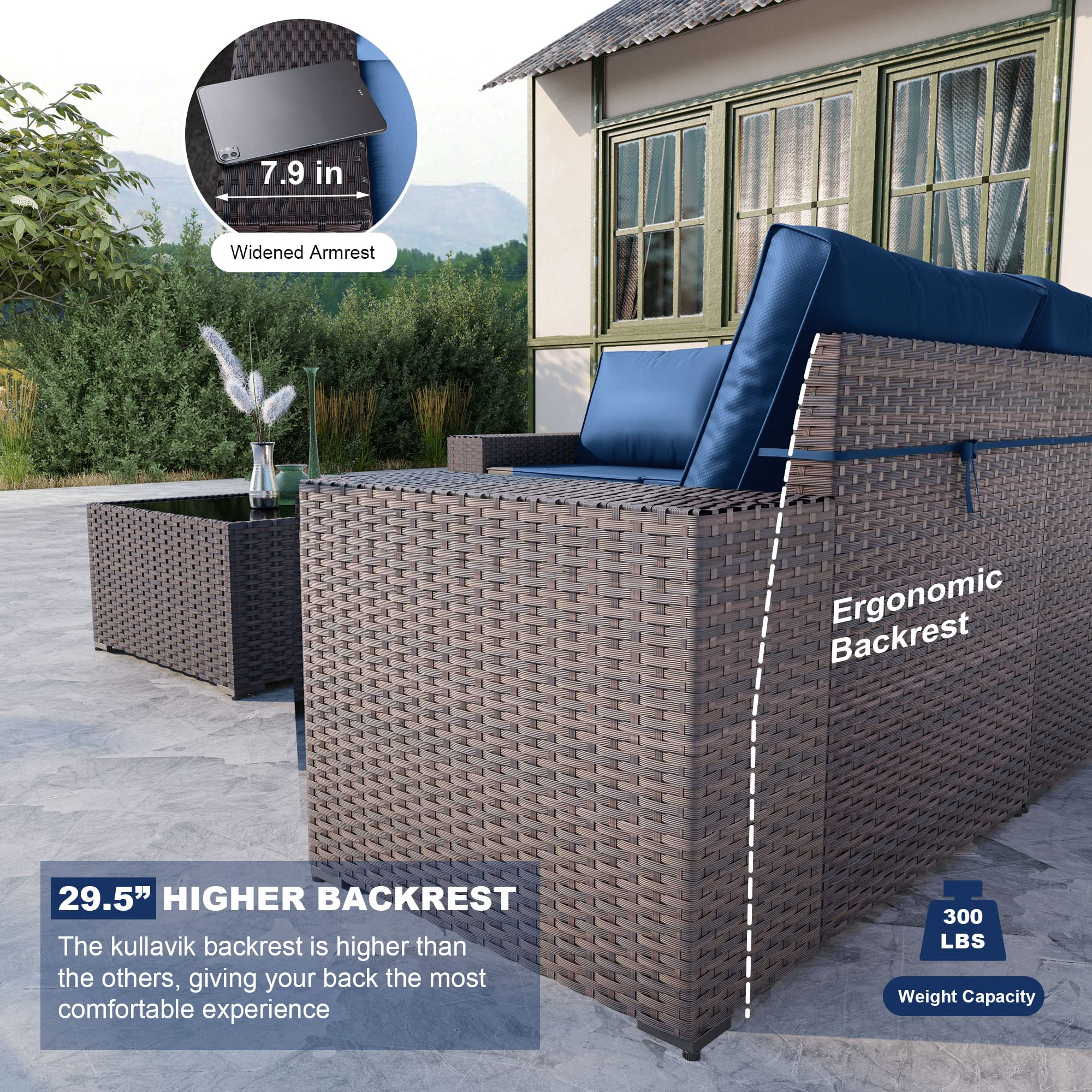 Outdoor Patio Furniture Set 12 Pcs Sectional Rattan Sofa Set