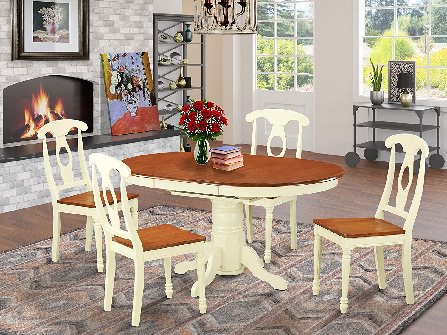 5 Pc Dining Room Set for 4-Oval Dining Table & 4 Dining Chairs