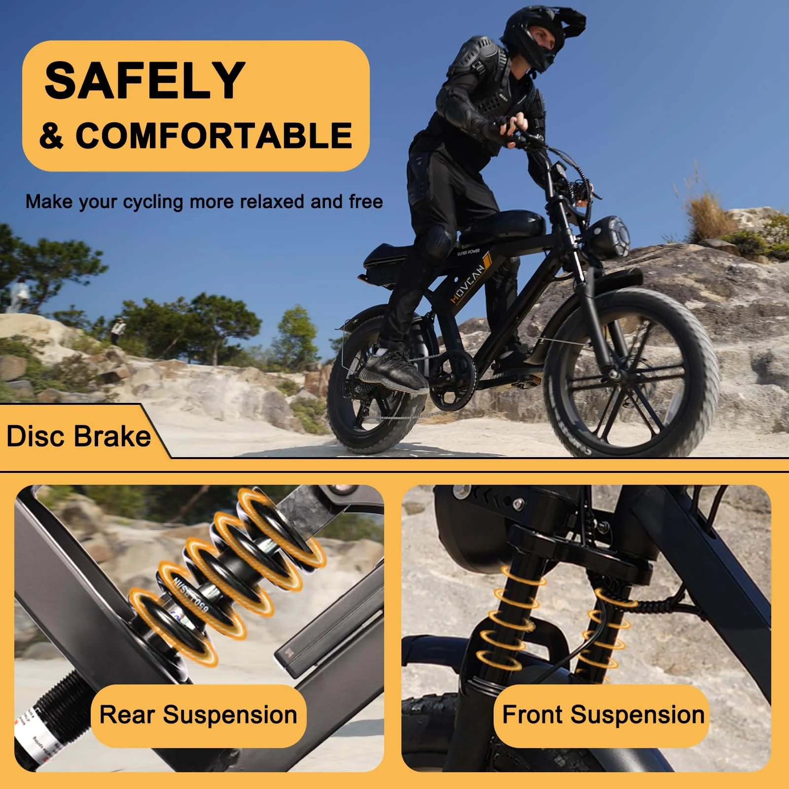 Movcan V30 20in Fat Tire Electric Bike, 1000W, 48V 15.6Ah