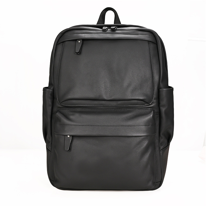 Professional Black Leather Laptop Backpack