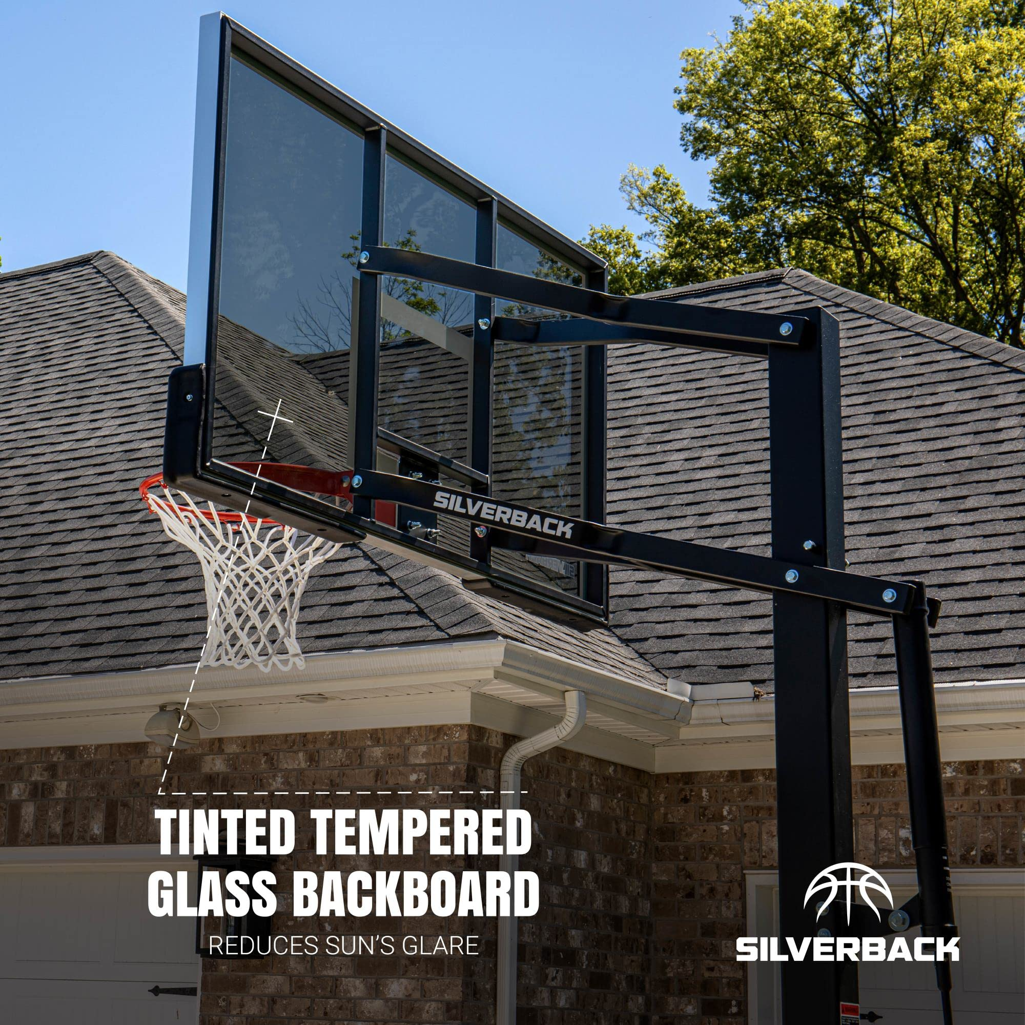 Ground Basketball Hoop with Adjustable-Height Tempered Glass
