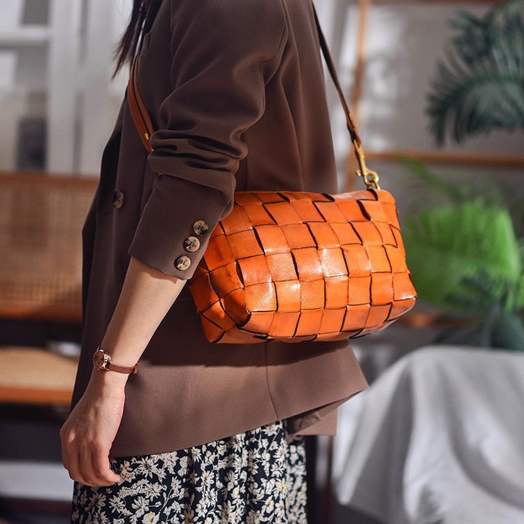 Handwoven Leather Shoulder Bag