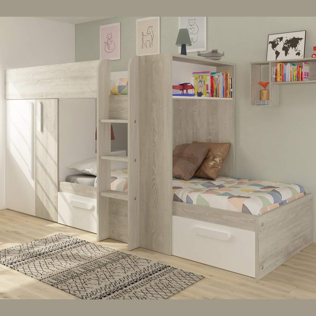 Trasman Barca Pink Bunk Bed with Wardrobe & Storage