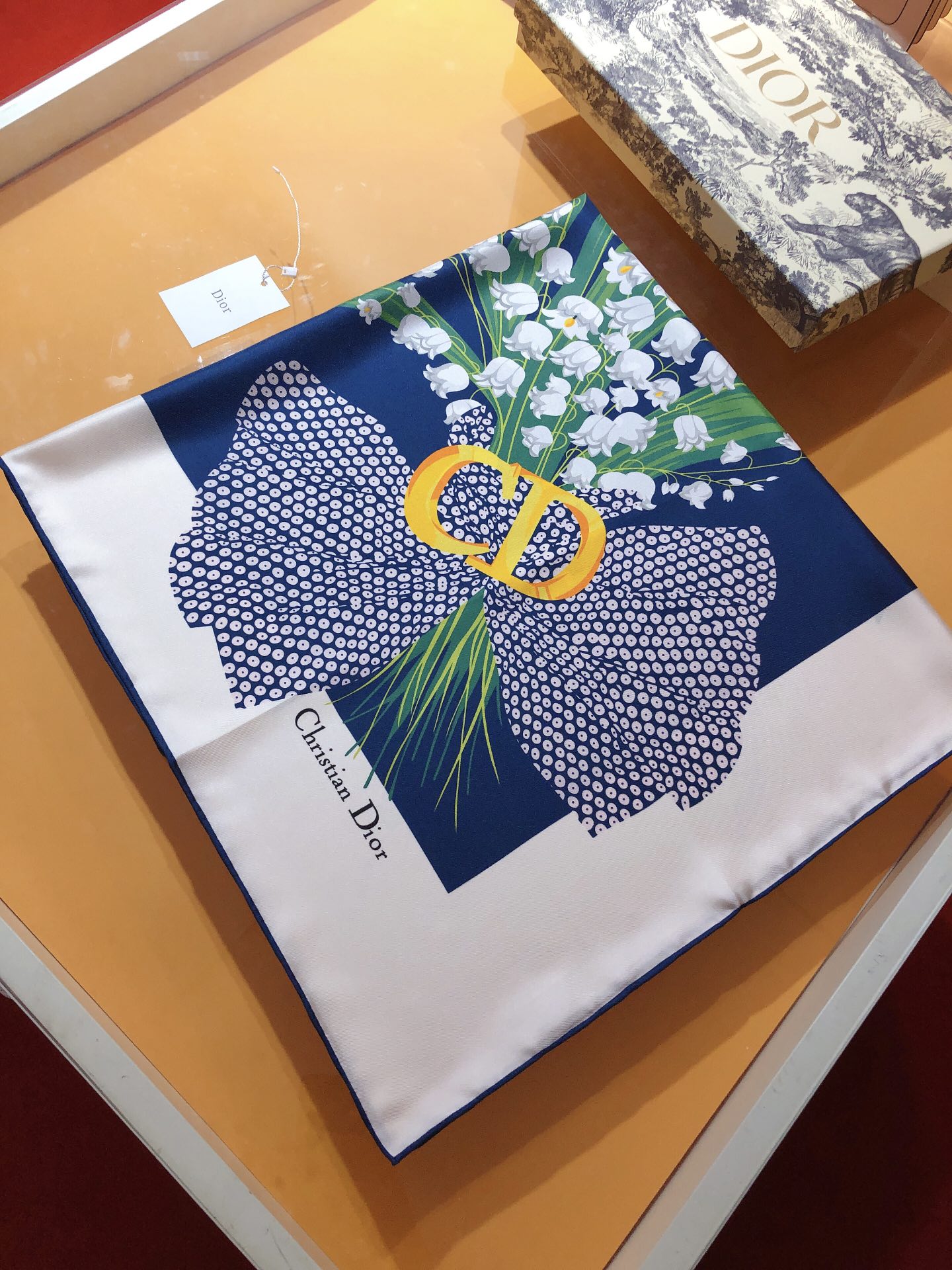 Dior Botanical Print Scarf Navy 90 x 90 cm product images