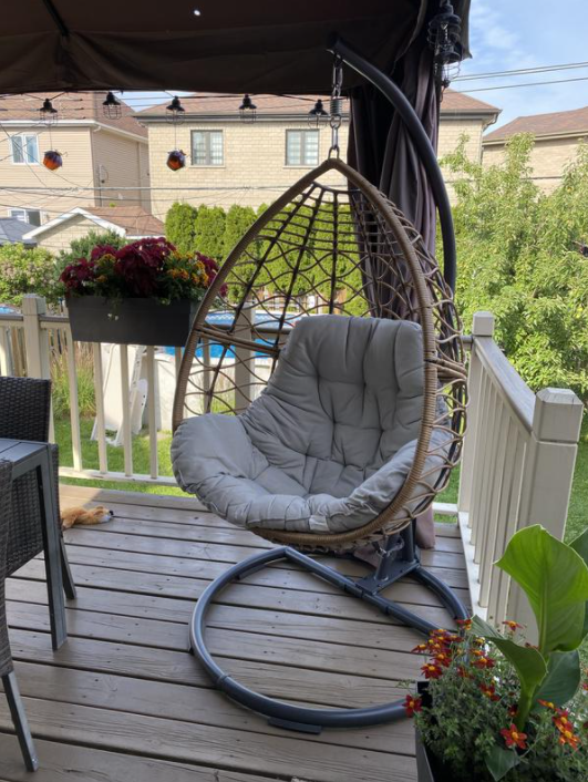 All Weather Single Patio Egg Swing Chair w/ Stand