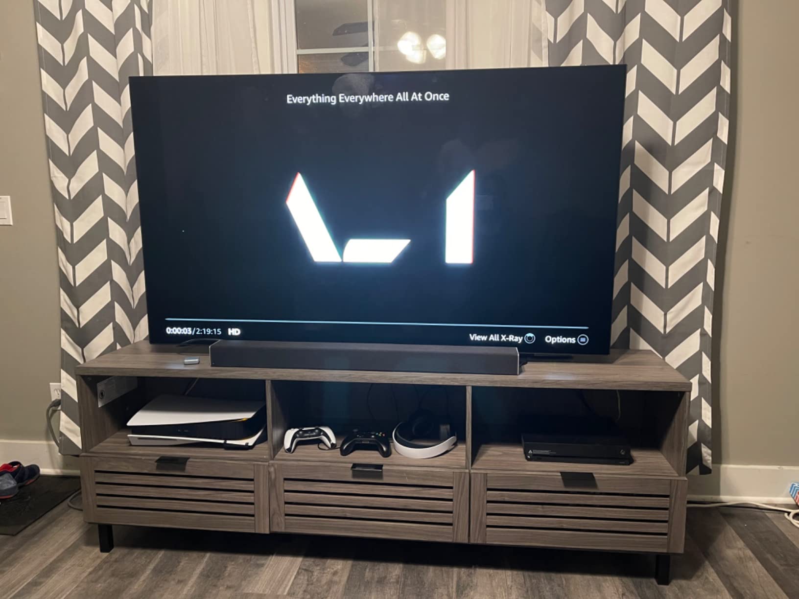 Modern Slatted Wood TV Stand for TV's up to 80
