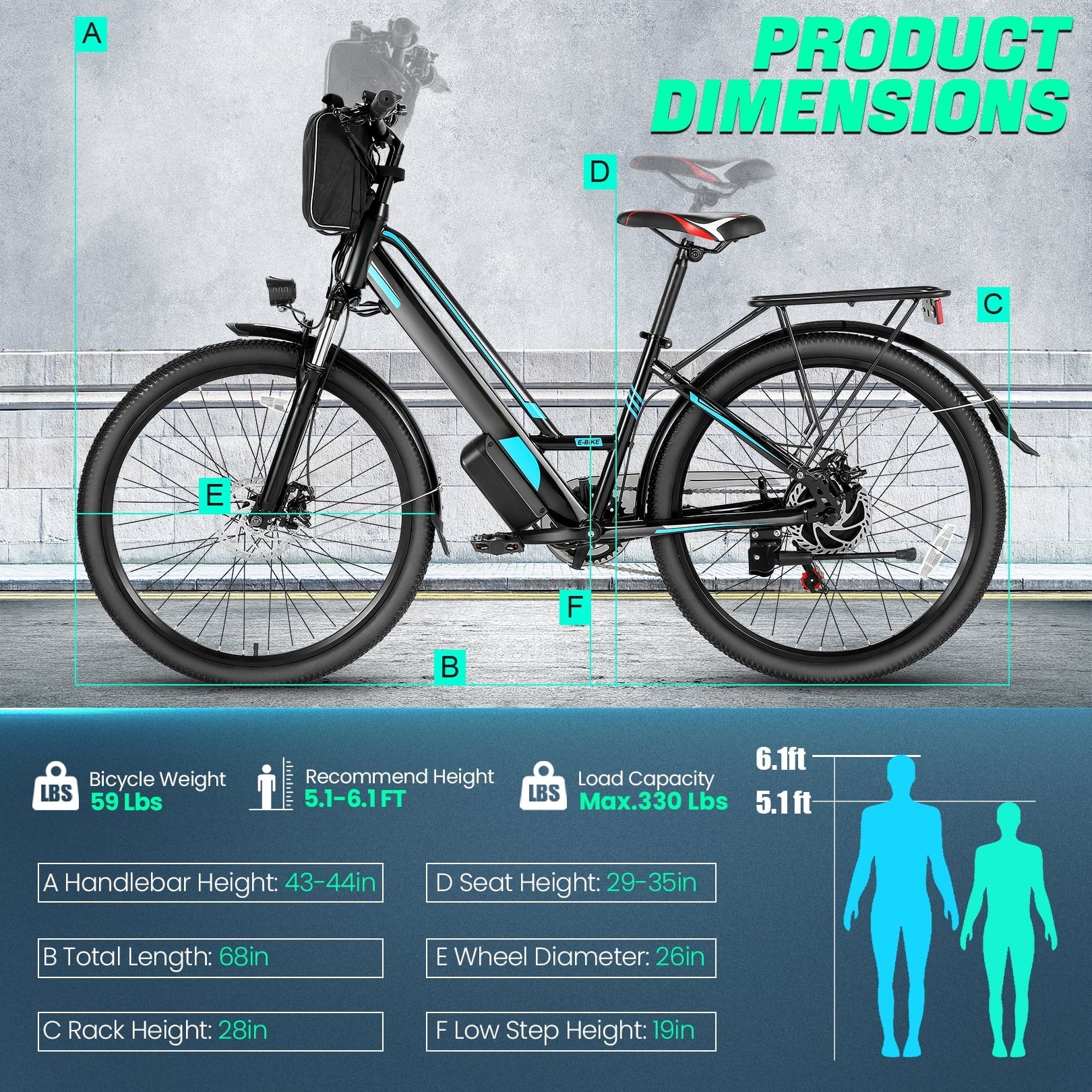 Gocio 26in Low-Step Electric Commuter Bike, 500W, 48V