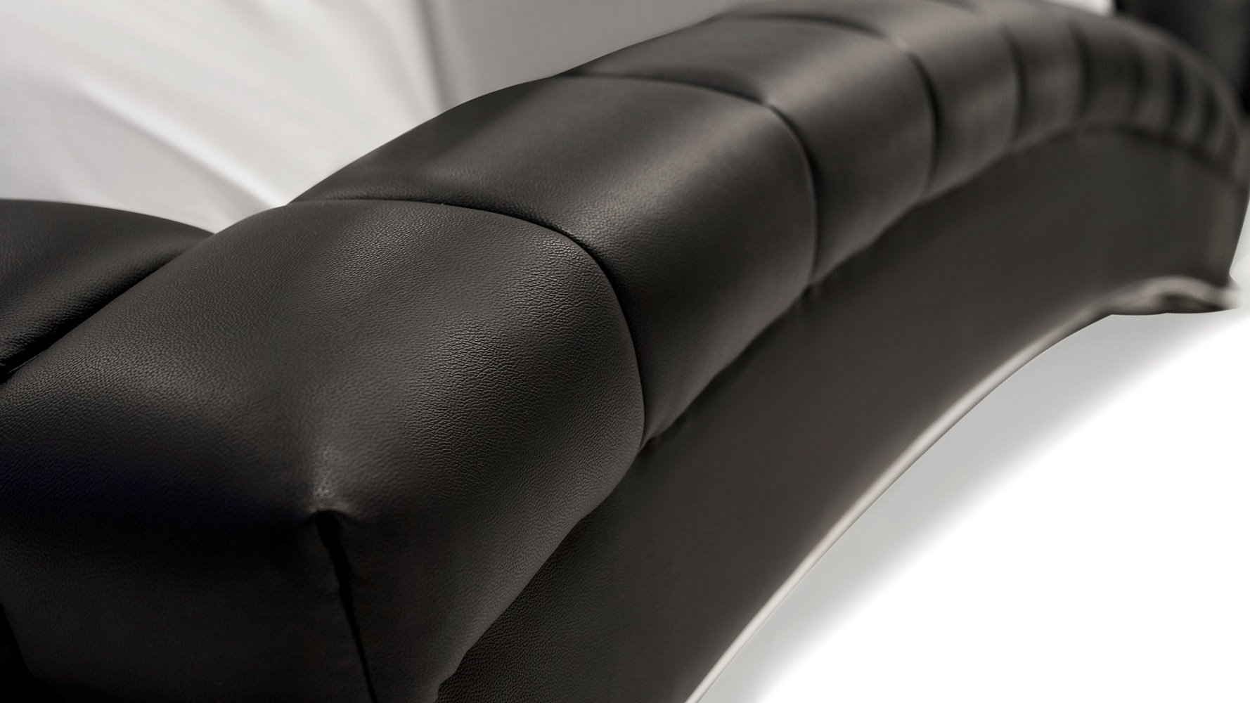 Modern Adonis Black Tufted Genuine Leather Platform Bed - King