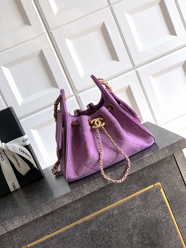 Chanel Mini Purple Suede Bucket Bag