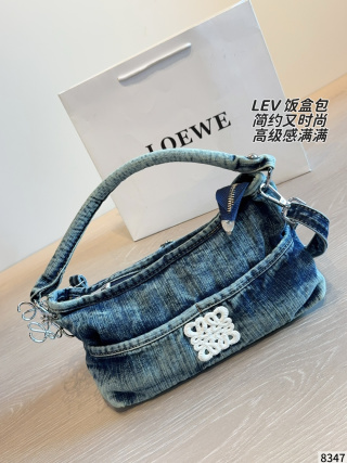 LOEWE Cubi Small Anagram Denim Shoulder Bag