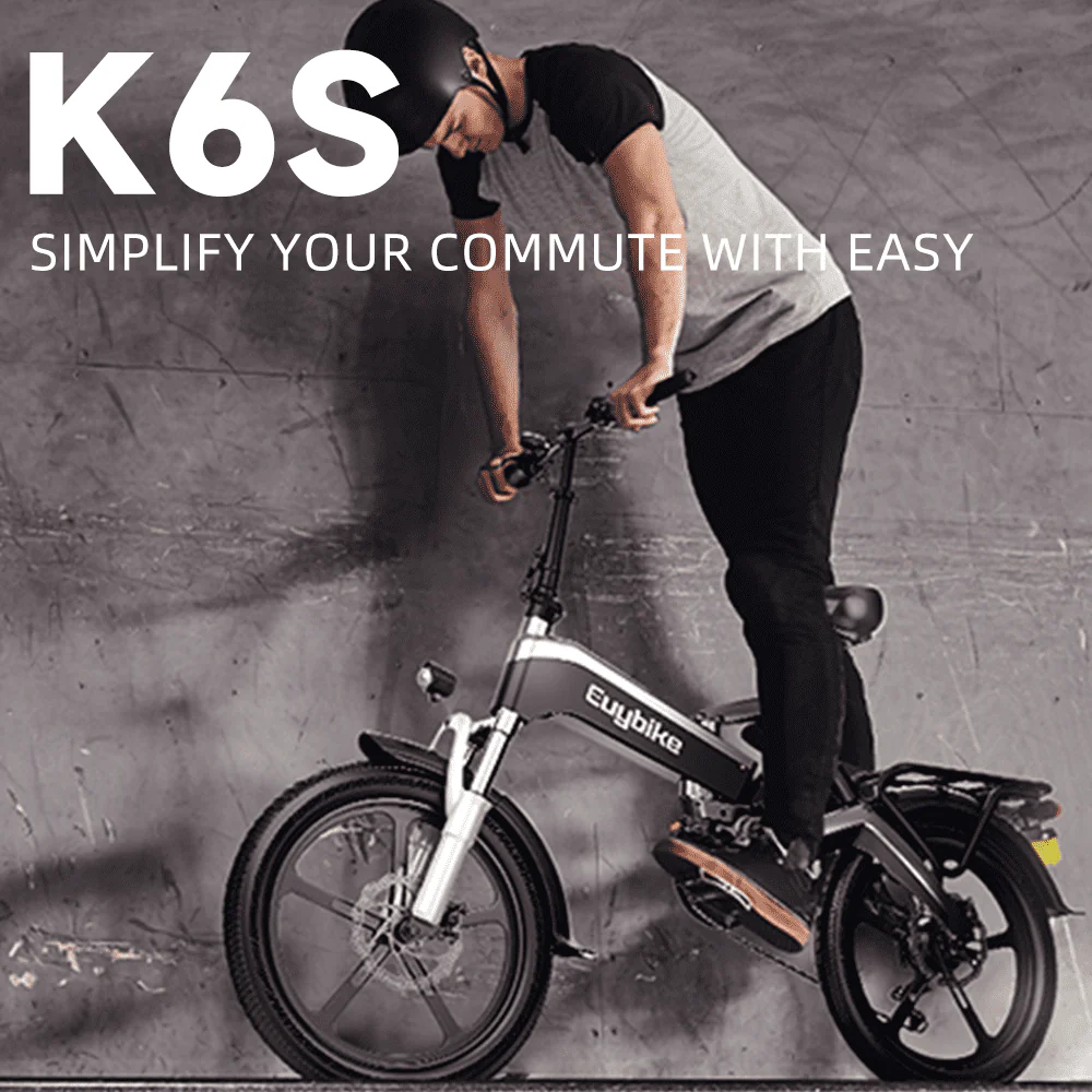 EUY 20in Folding Electric Bike, 500W, 48V 12.8Ah, Black