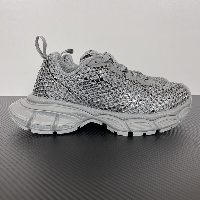 Balenciaga 3XL Rhinestone Grey Silver Sneakers