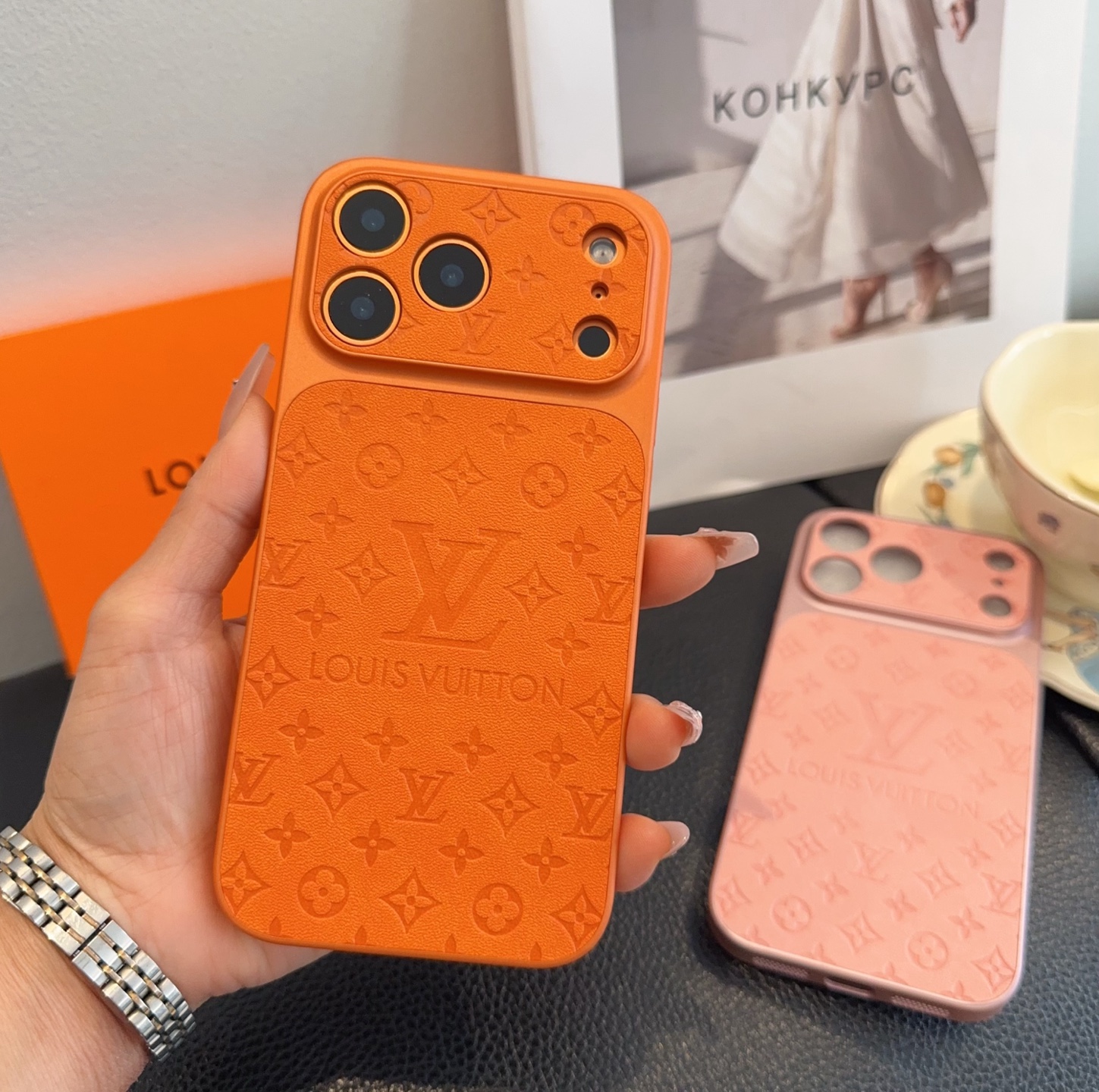 Louis Vuitton Embossed Monogram Full Cover Luxury Phone Case
