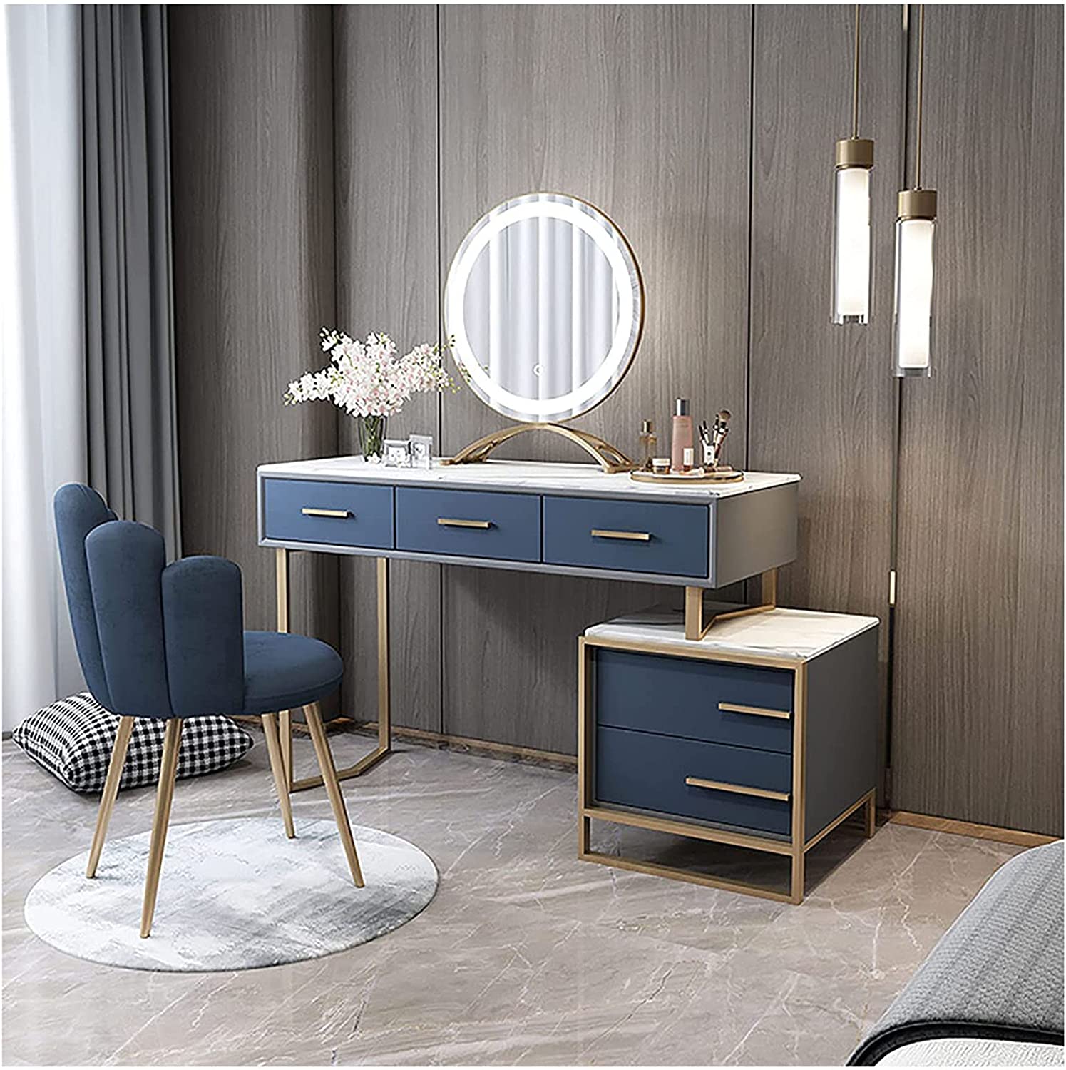 Makeup Table with Marble Textured