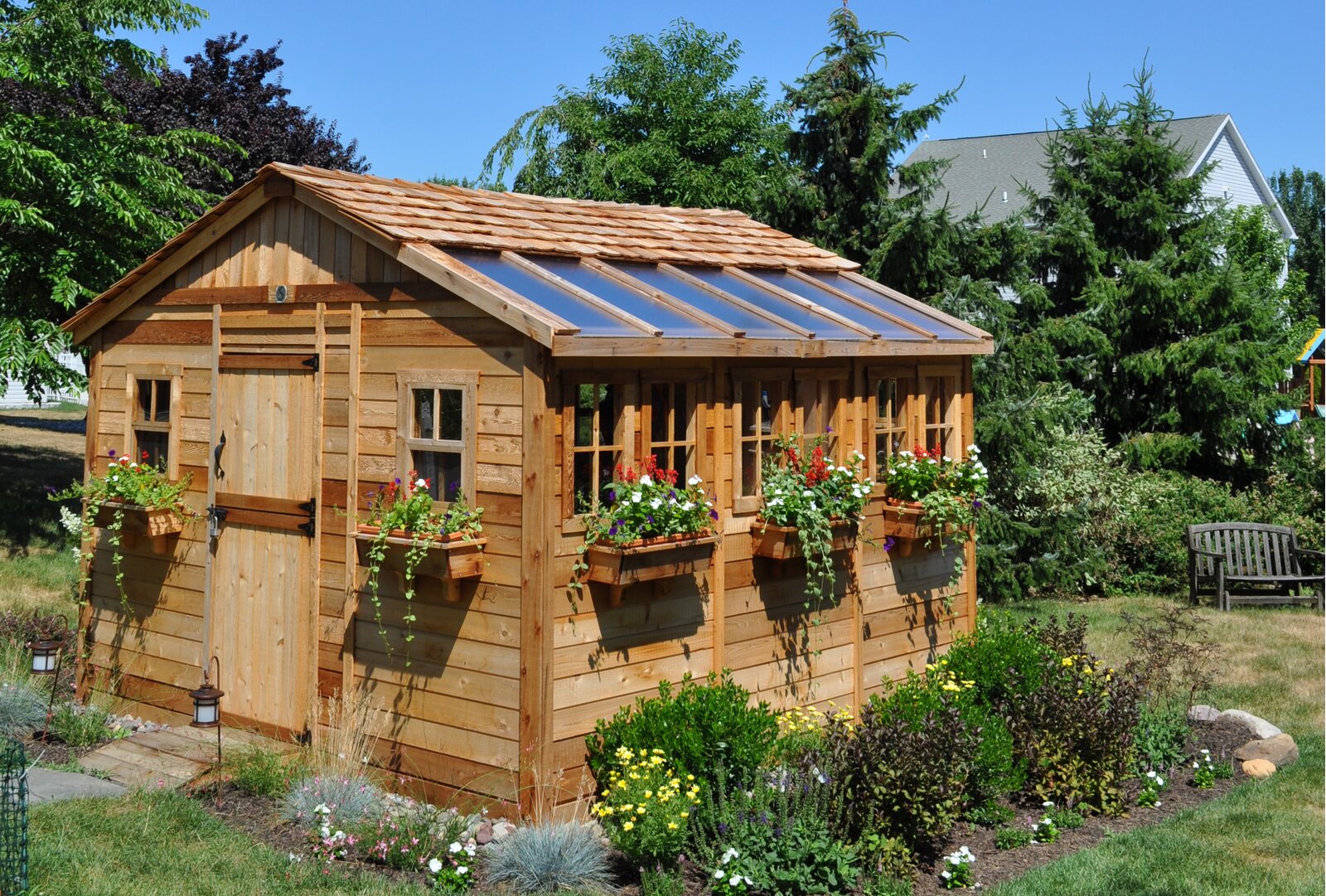 12x12 ft Cedar Wood Sunshed Garden Shed