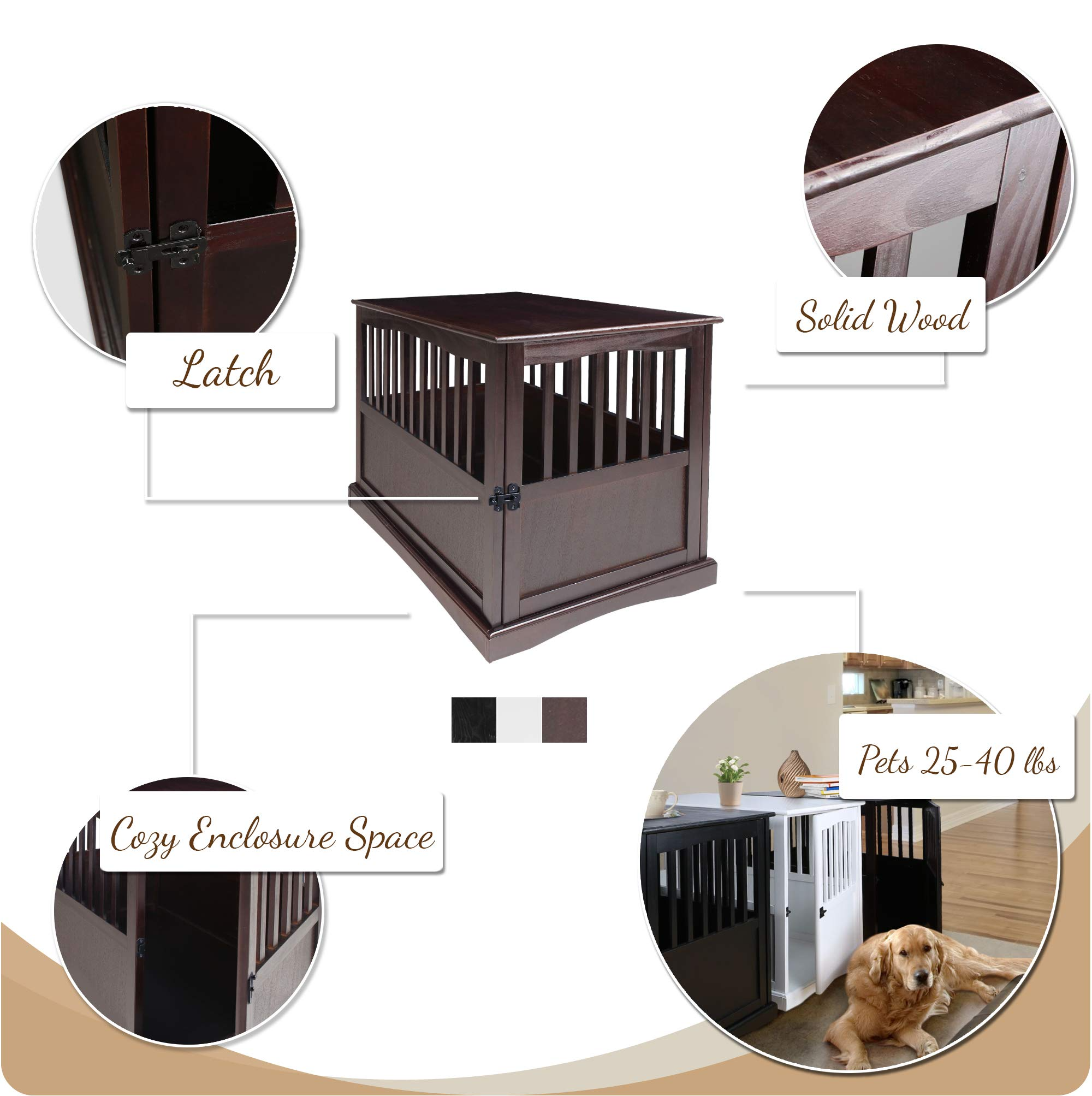 Wooden Large Pet Crate, Black